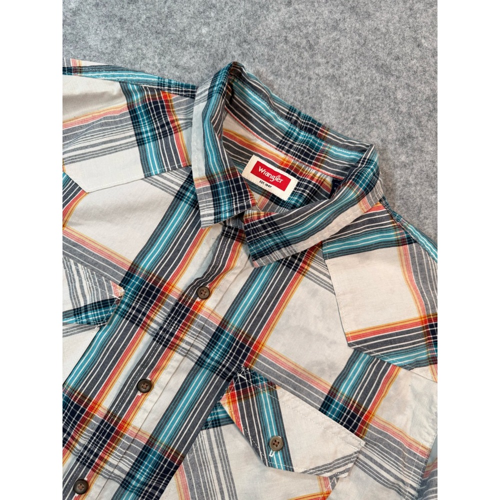 Wrangler Mens XL Plaid Western Button Down Shirt Long Sleeve Multi-Color Pockets